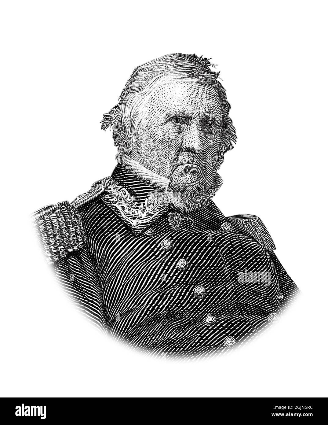 General Winfield Scott Portrait Isolated on White Background Stock Photo