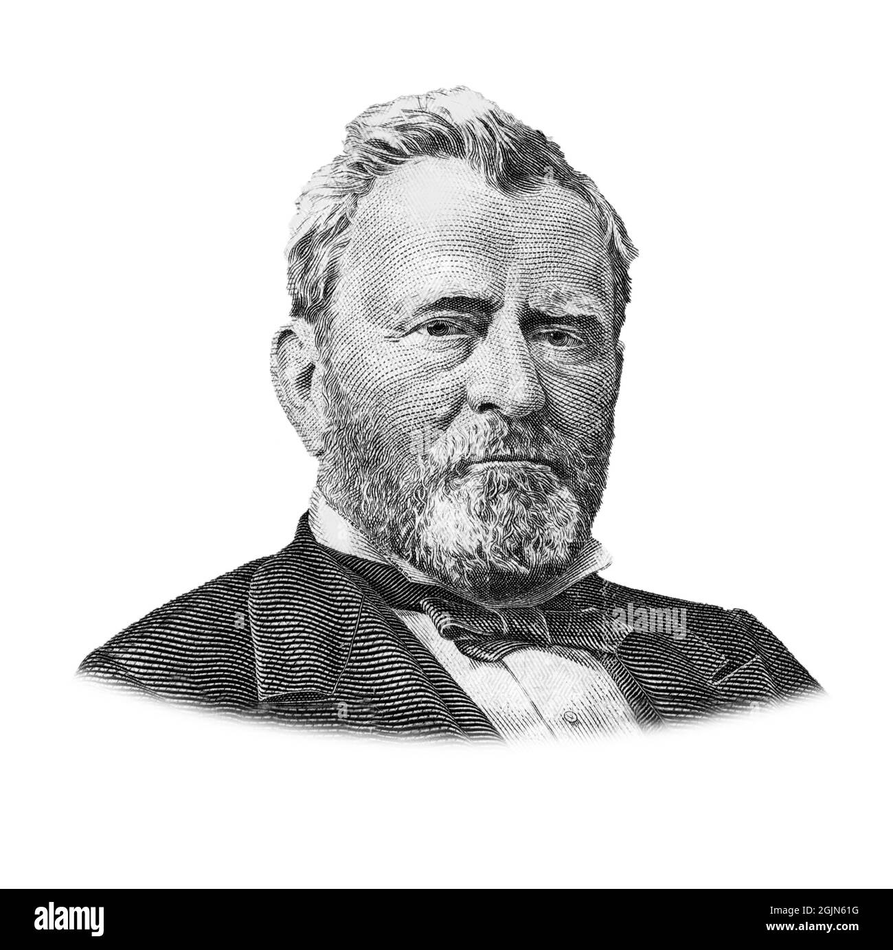 Ulysses S. Grant  Portrait Isolated on White Background Stock Photo