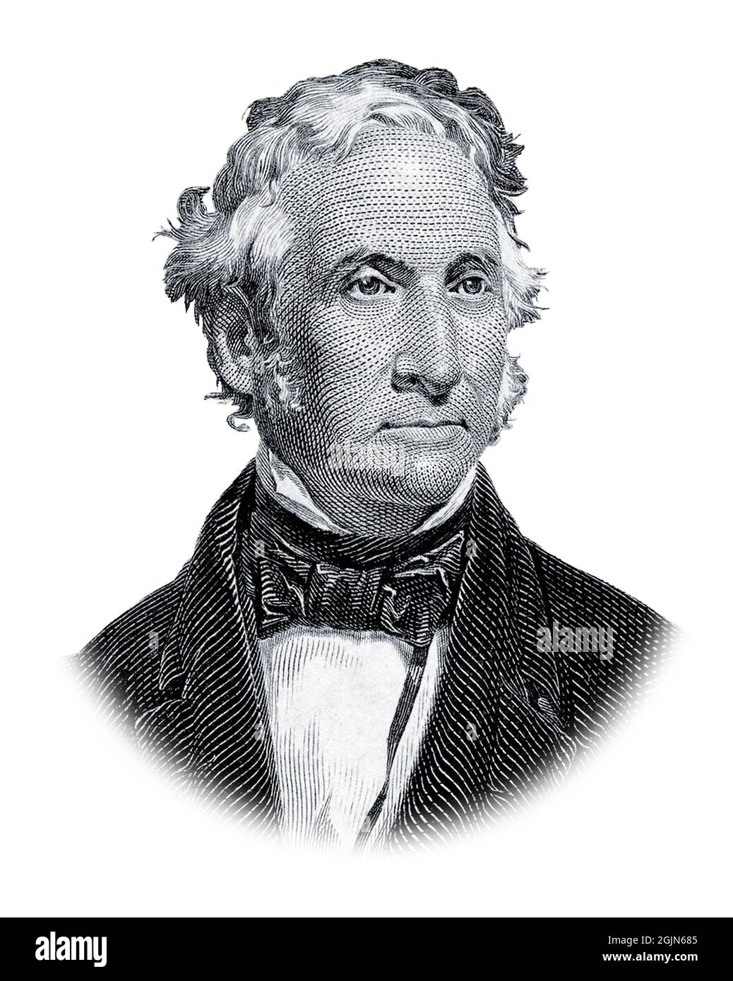 Portrait of Thomas Hart Benton Isolated on White Background Stock Photo