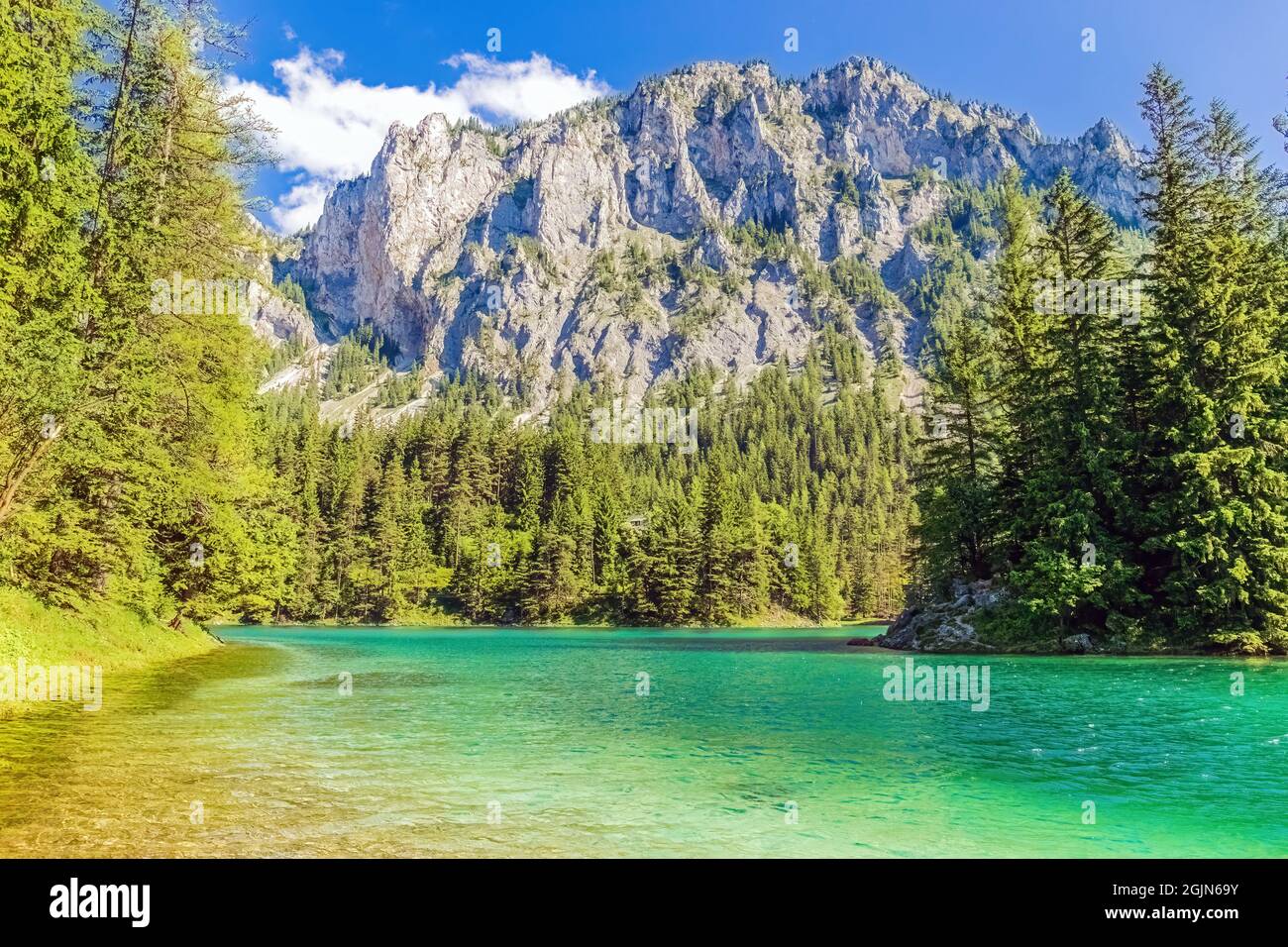 The Green Lake or Gruener See in Styria, Austria Stock Photo