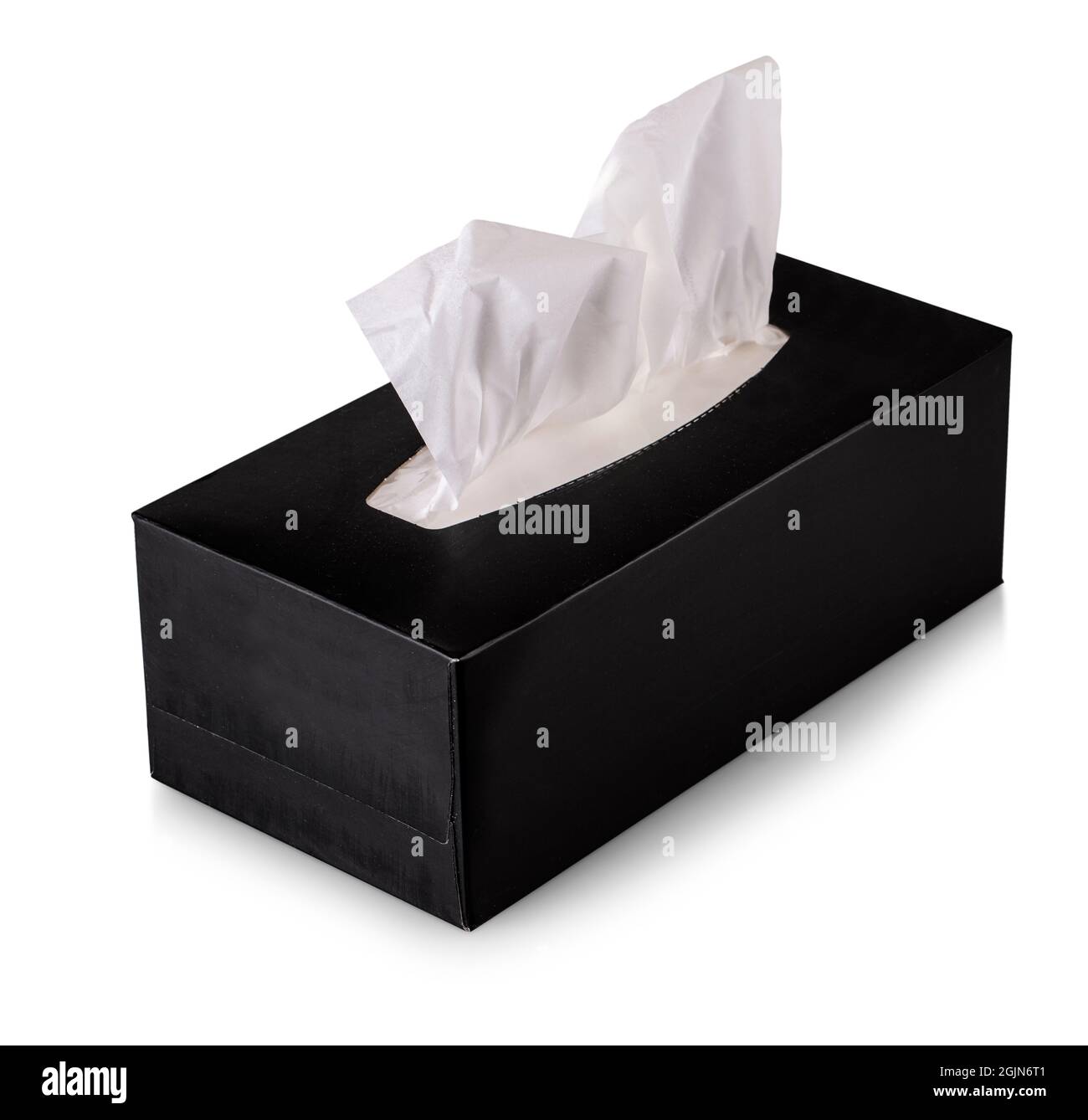 Tissue box mock up black tissue box isolated on white Stock Photo