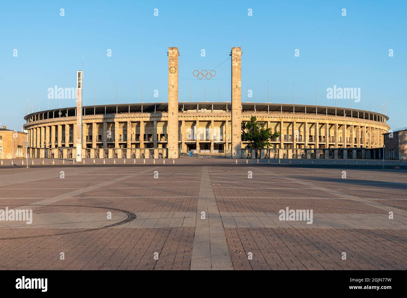 Forecourt and main entrance from the Berlin Olympic Stadium Stock Photo
