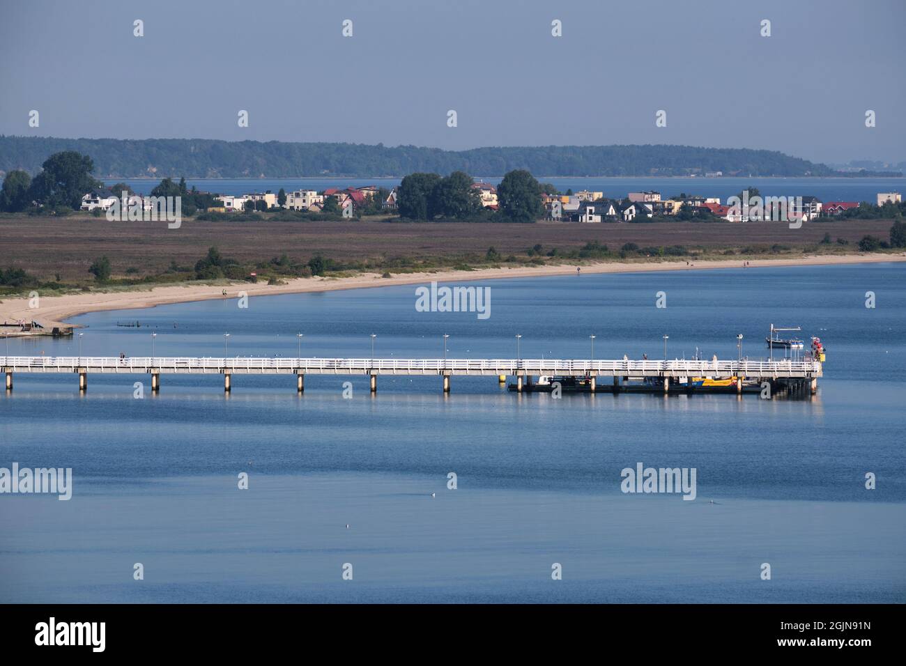 White pier in Mechelinki in Poland, Pucka Bay, Baltic Sea, Poland Stock Photo