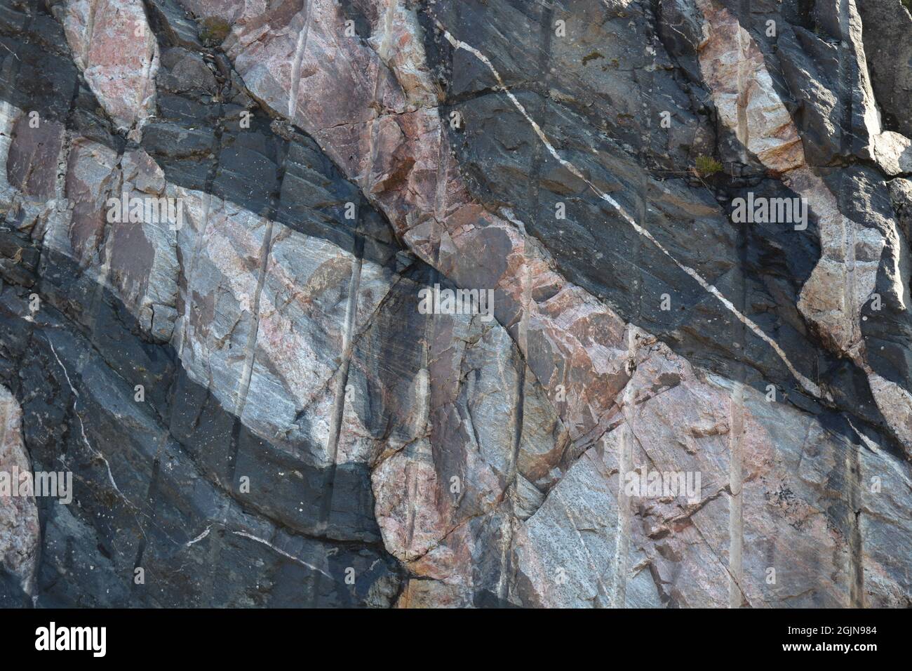 Granite Intrusion on a rockface Stock Photo