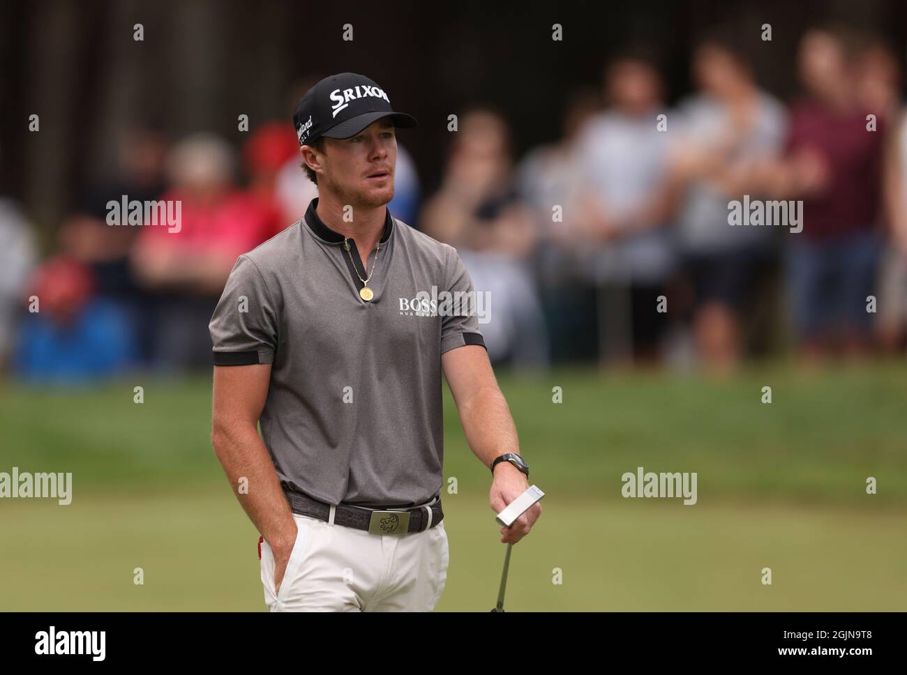USA's Sean Crocker on the 10th green during day three of the BMW PGA  Championship at Wentworth Golf Club, Virginia Water. Picture date: Saturday  September 11, 2021 Stock Photo - Alamy