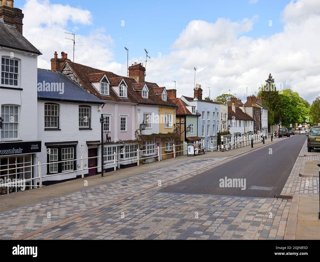 The Tambury Gazette and associated buildings in fictional village of Tambury for the Netflix hit-series After Life, starring Ricky Gervais. Stock Photo