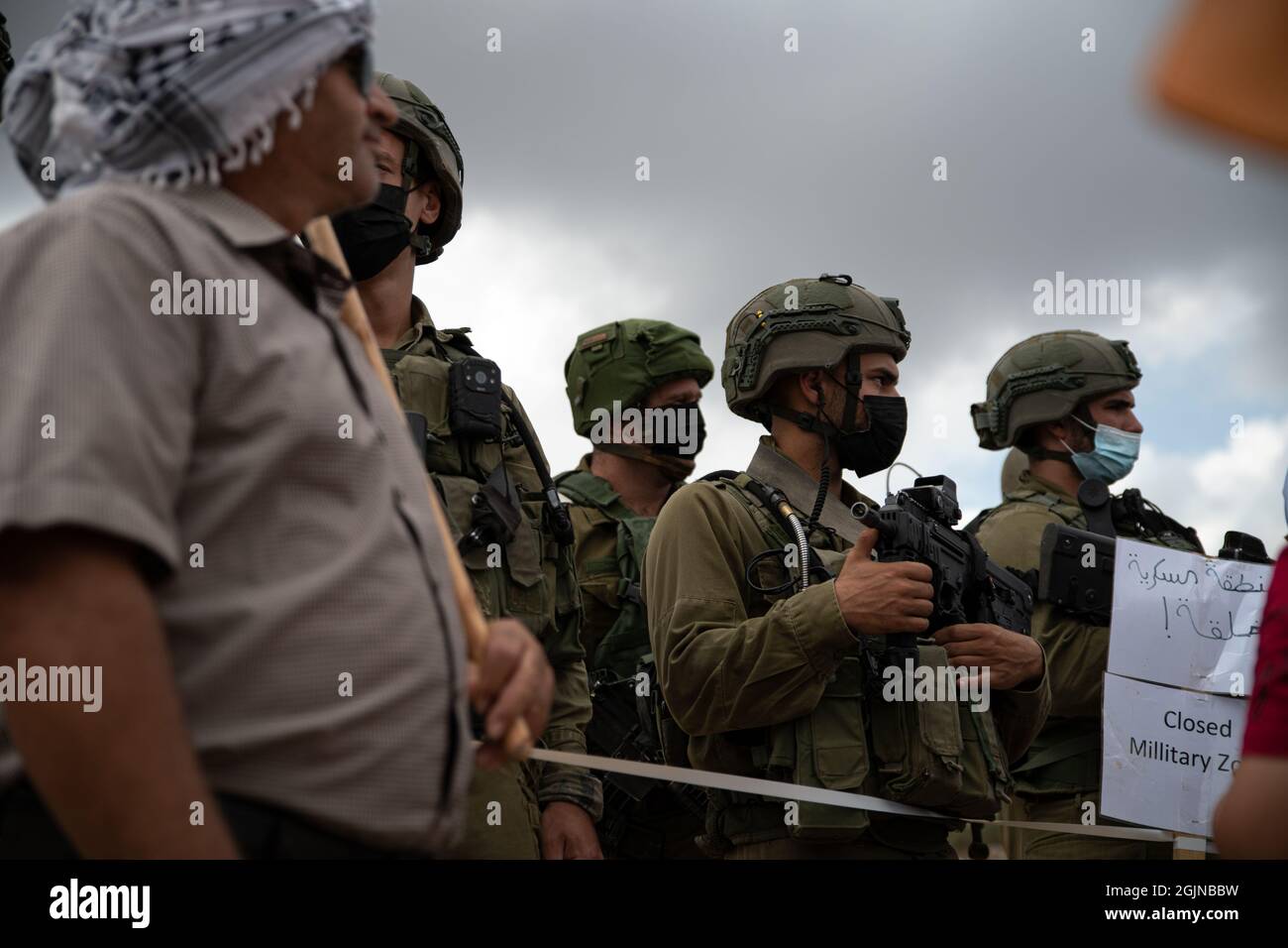 Palestinians From The Village Of Salfit Protesting In Front Of Israeli palestinians-from-the-village-of-salfit-protesting-in-front-of-israeli