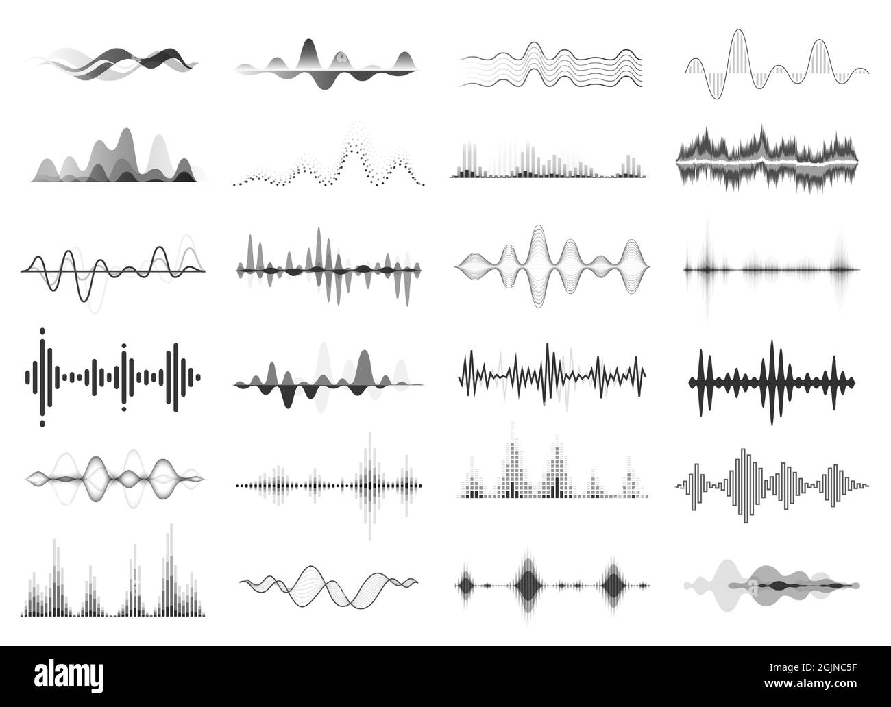 Black sound waves, music beat, audio equalizer. Abstract voice wave rhythm, radio  waveform, digital soundwave visualization vector set. Melody player with  sound amplitude, song display Stock Vector Image & Art - Alamy