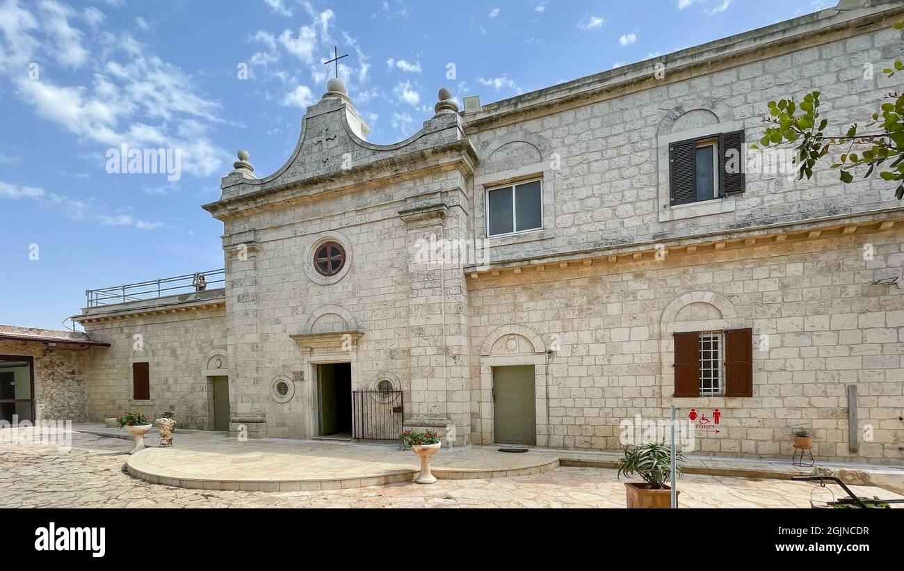 Muhraka monastery of the Carmelite on the Carmel mount . Stock Photo