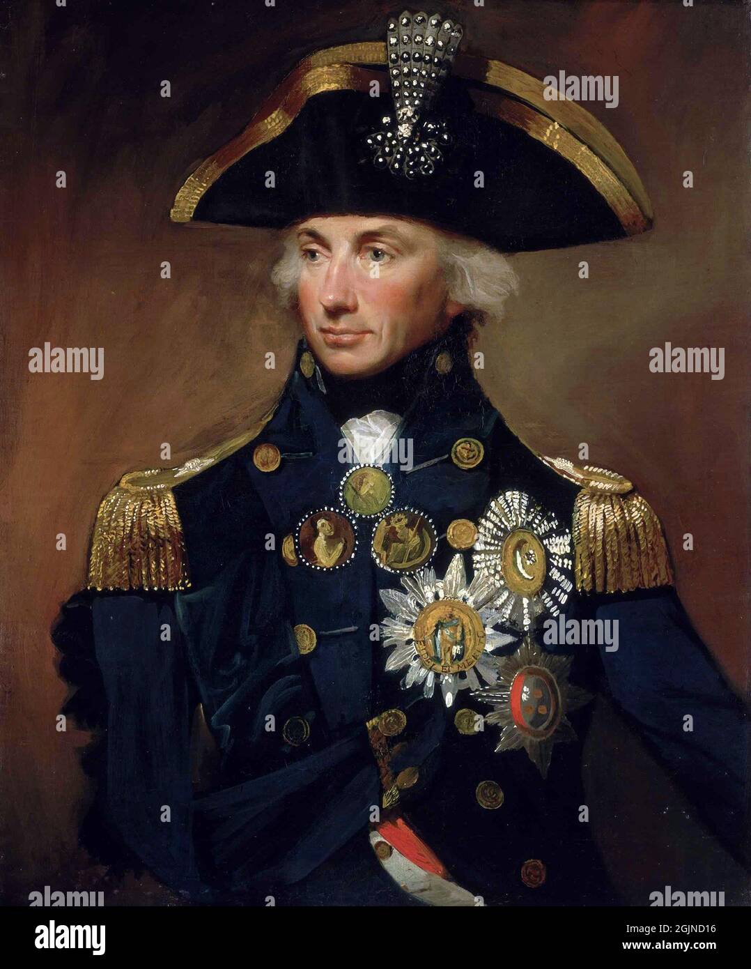 A portrait of Lord Nelson. Painting by Lemual Francis Abbott Stock Photo