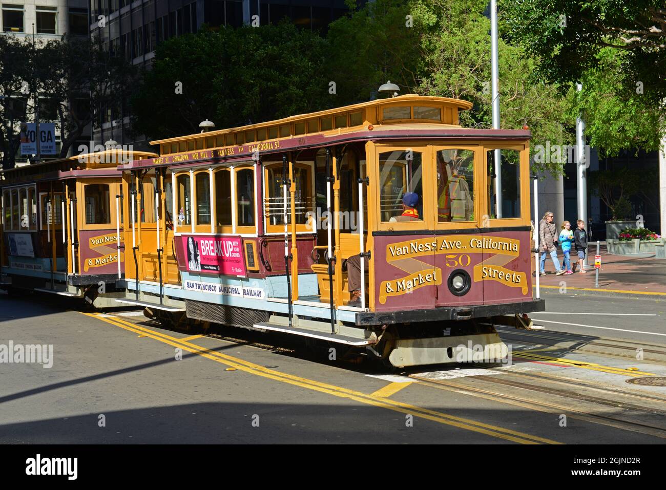 Historic Cable Car California Line at Market Street terminal on