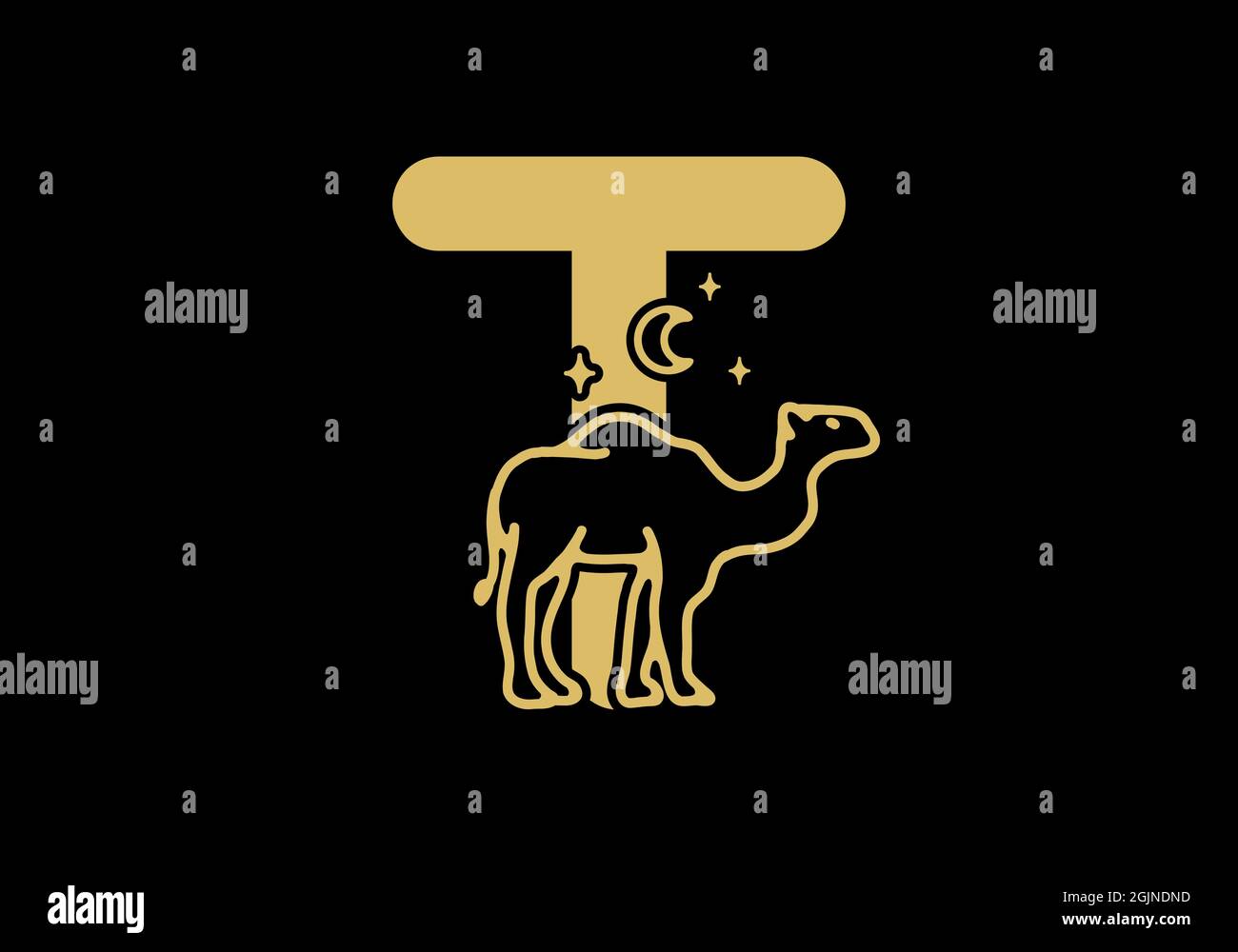Cute camel split monogram. Funny cartoon character for shirt