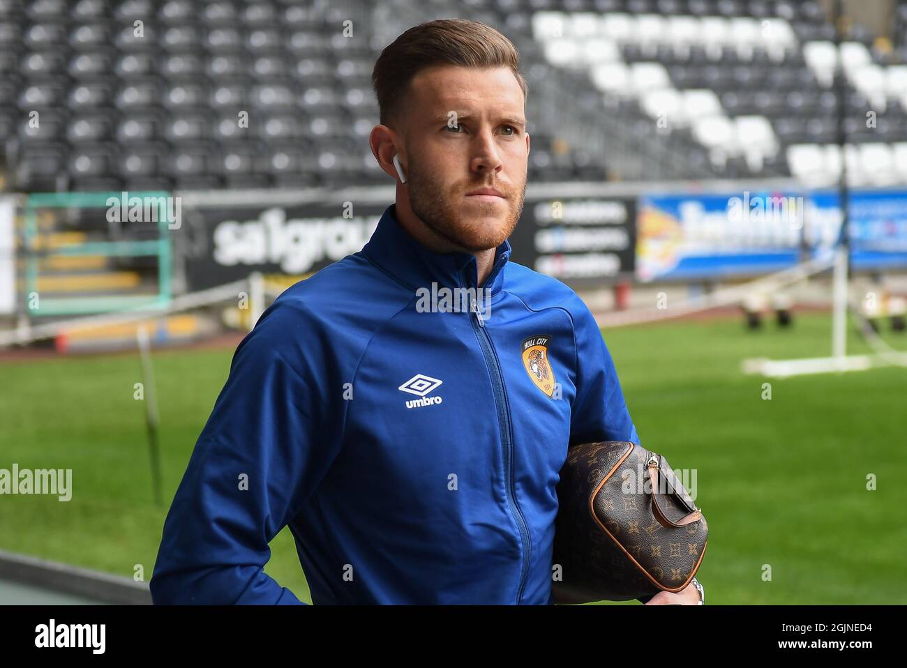 Callum Elder 3 of Hull City arriving at Swansea Stadium Stock