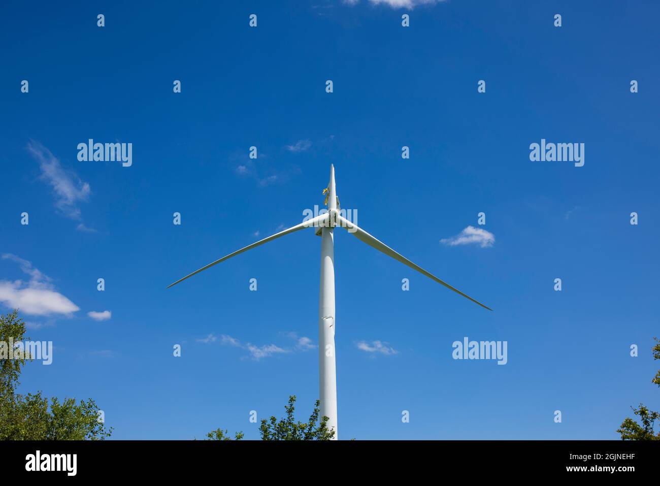 Broken wind turbine at EDF Energy’s Park Spring Wind Farm, near