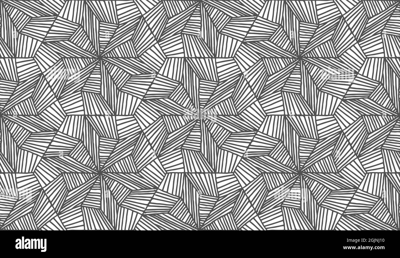 Lines hexagonal pattern in abstract style on white background. Monochrome print vector stripe pattern. Hexagon pattern seamless repeat swatch Stock Vector