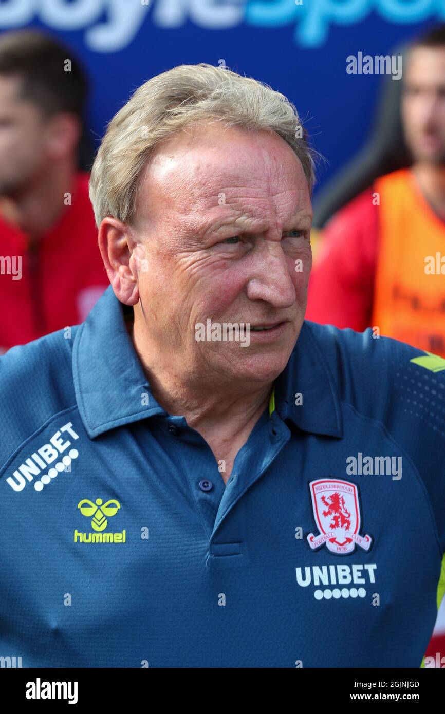 Coventry, UK. 11 September 2021.  Middlesbrough's manager Neil Warnock before the Sky Bet Championship match between Coventry City and Middlesbrough at the Ricoh Arena, Coventry on Saturday 11th September 2021. (Credit: John Cripps | MI News) Credit: MI News & Sport /Alamy Live News Stock Photo