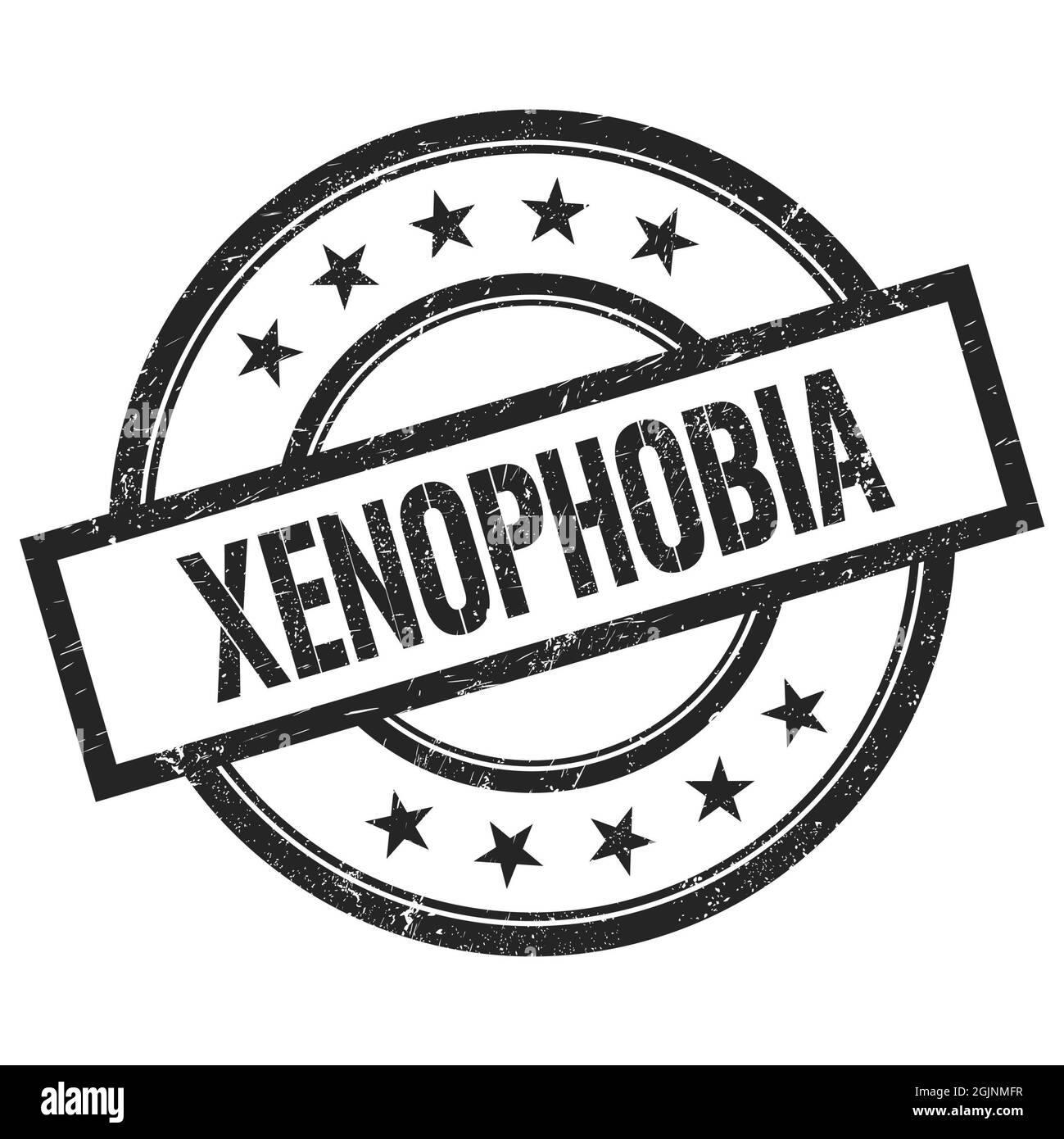 XENOPHOBIA text written on black round vintage rubber stamp Stock Photo Alamy