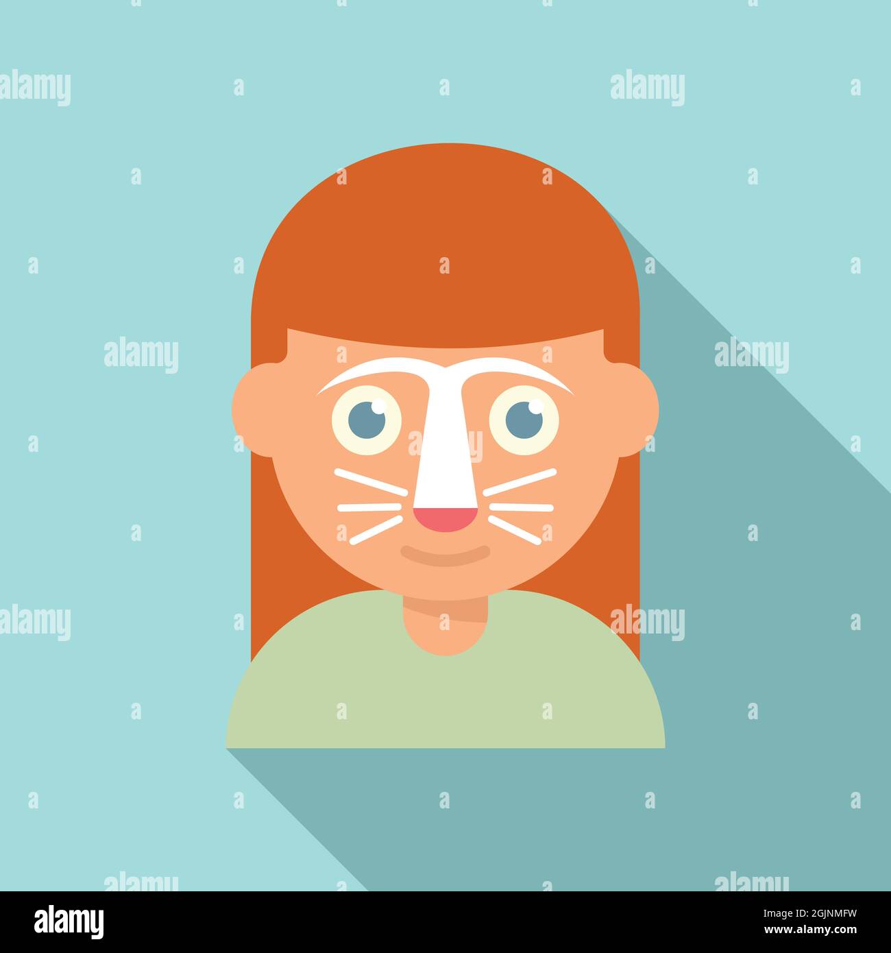 Girl cat facial mask icon flat vector. Face child paint Stock Vector