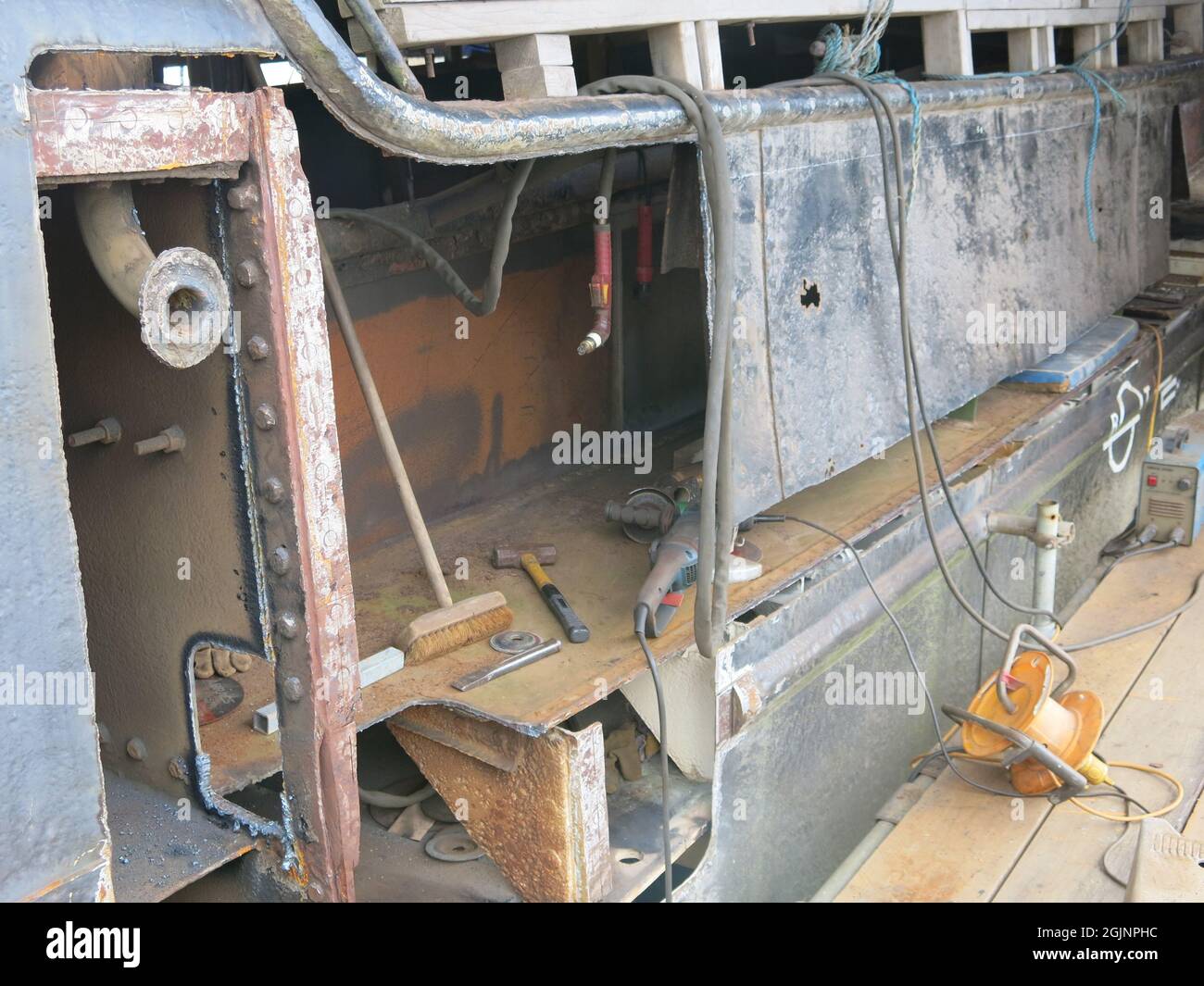 Restoration to the hull is underway on Auld Reekie aka The Vital Spark