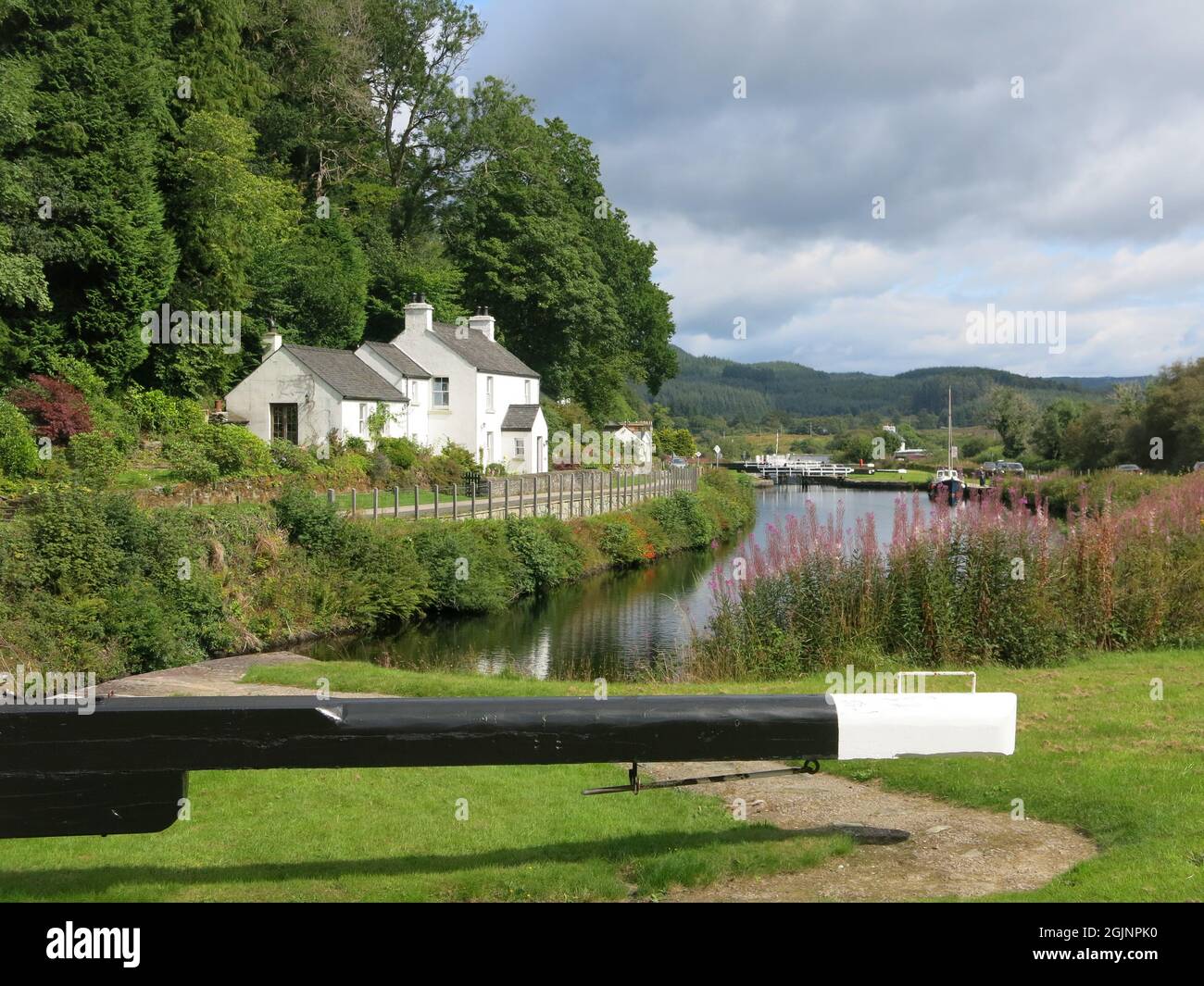 Picture postcard setting of Scottish scenery along the Crinan Canal in the ancient kingdom of Dalriada. Stock Photo