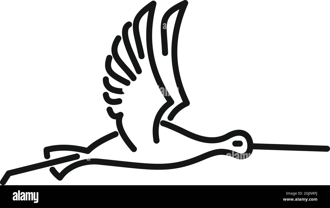 Born stork icon outline vector. Fly bird Stock Vector