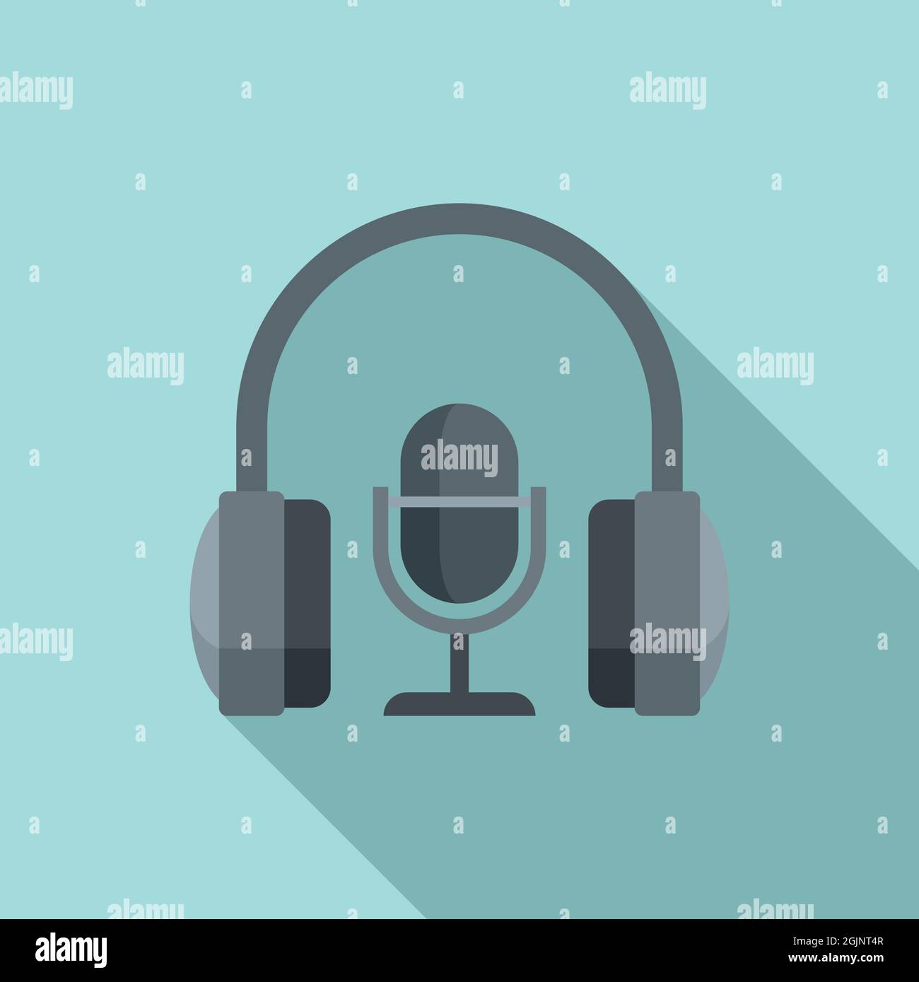 Stream mic headphone icon flat vector. Live video Stock Vector