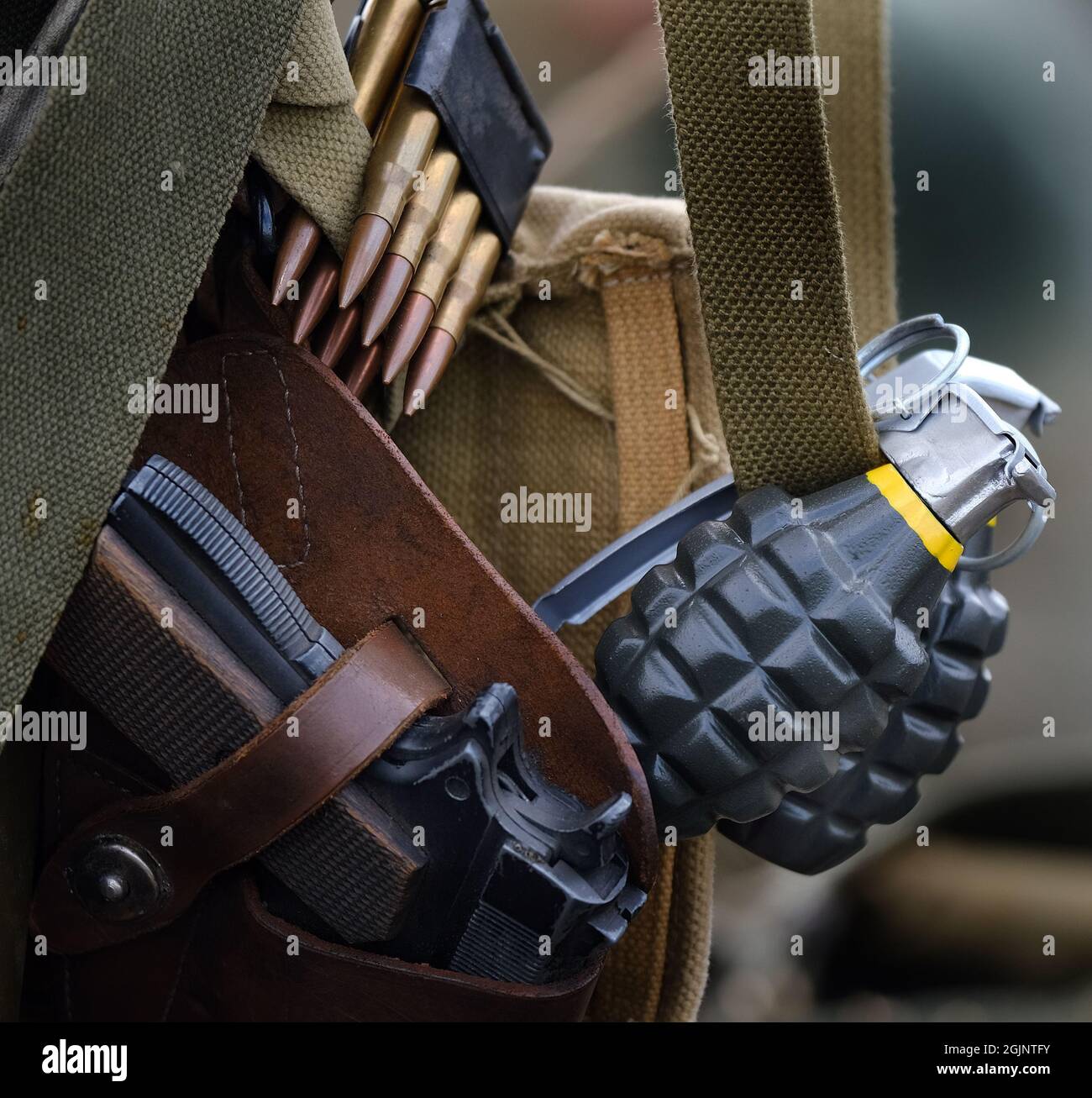 American fragmentation grenade and rifle ammunition clip Stock Photo ...