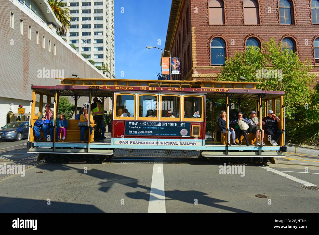 Historic Cable Car California Line on California Street at Powell