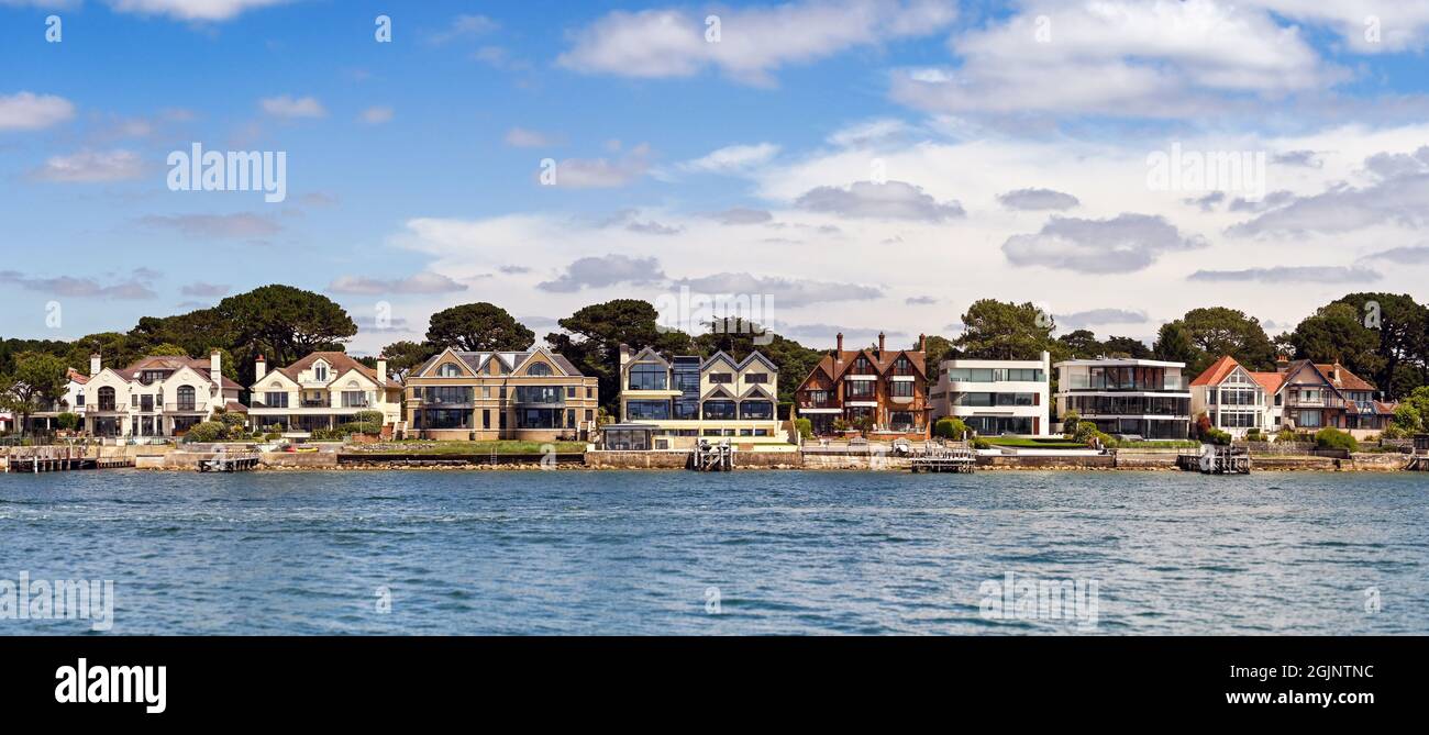 Poole, Dorset, England June 2021 Panoramic view of luxury houses on