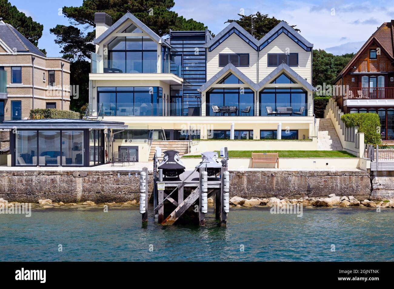 Poole, Dorset, England June 2021 Luxury house on the seafront in the