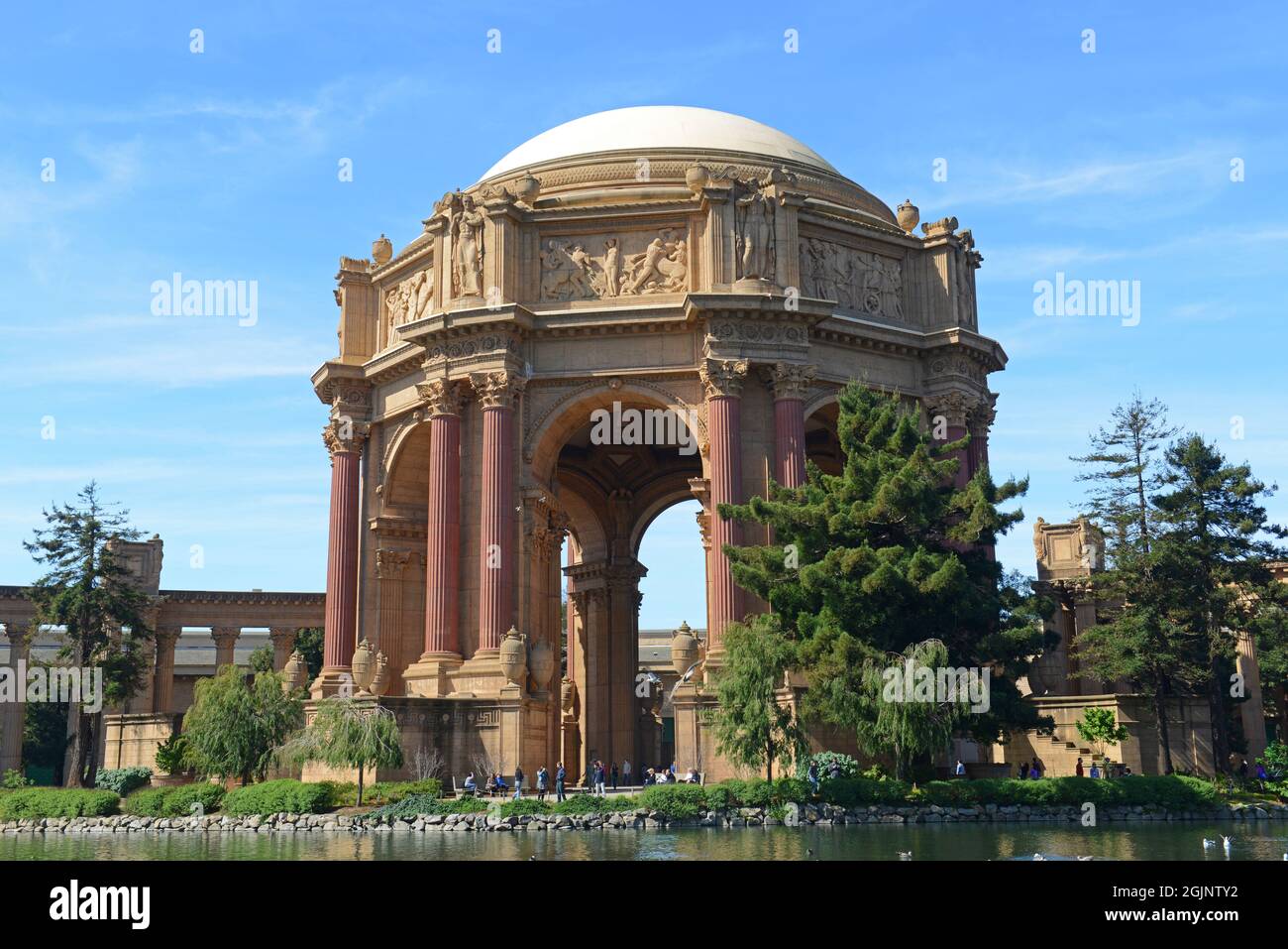 The Palace of Fine Arts was built in 1915 with Beaux Arts style at 3601 Lyon Street in San Francisco, California CA, USA. Stock Photo