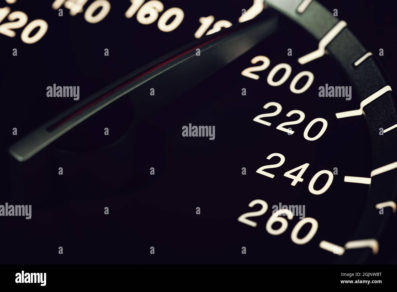 Detail of needle of odometer or speedometer of a car with high speed