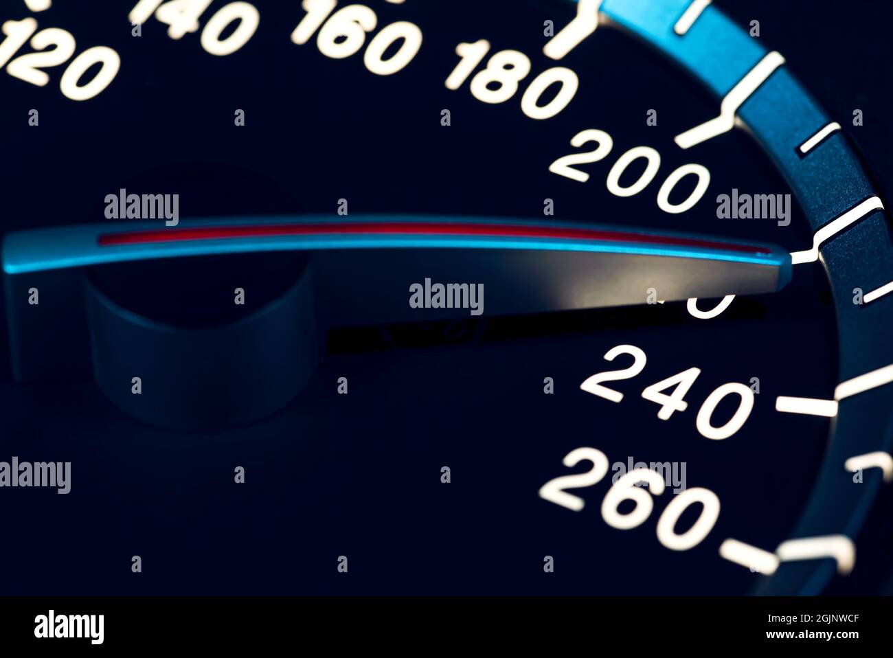 Detail of needle of odometer or speedometer of a car with high speed
