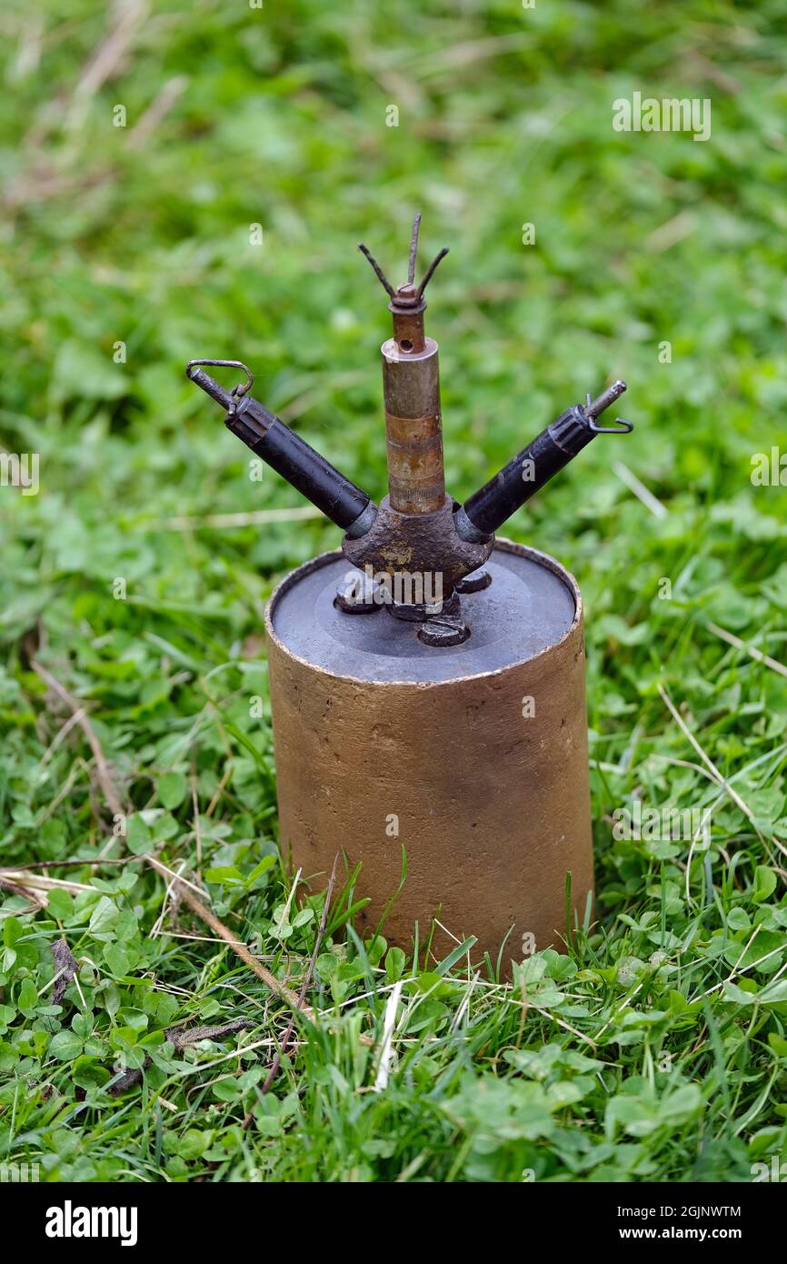 The German S-mine, also known as the 'Bouncing Betty' on the Western Front and 'frog-mine' on the Eastern Front, Stock Photo