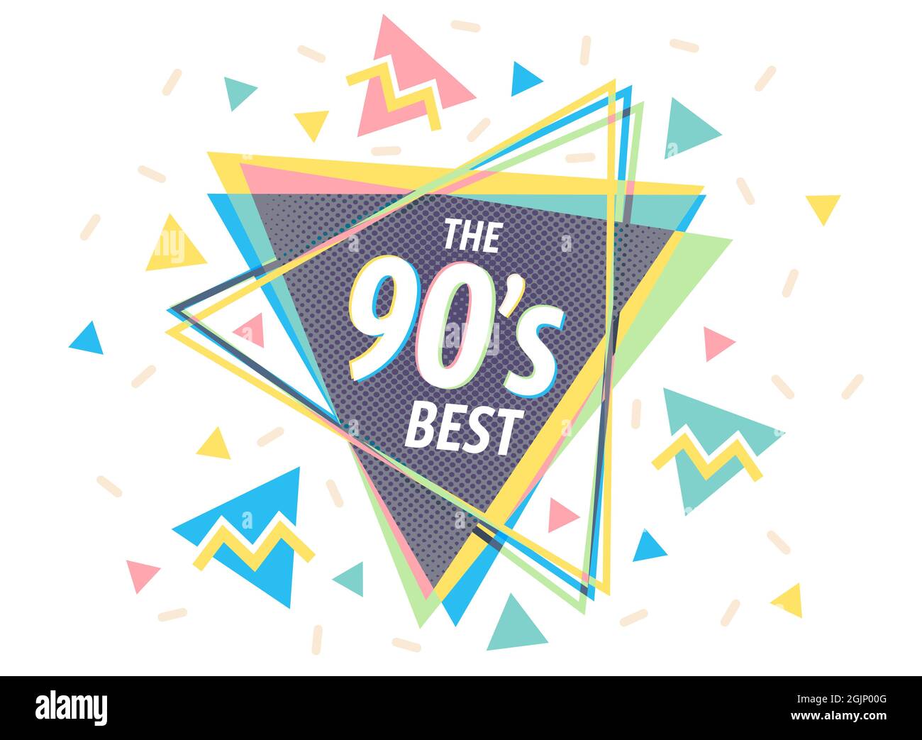 Vector vintage pyramid in 90's style. Vintage vector poster with pyramids. Retro illustration of 90s the best. Stock Vector