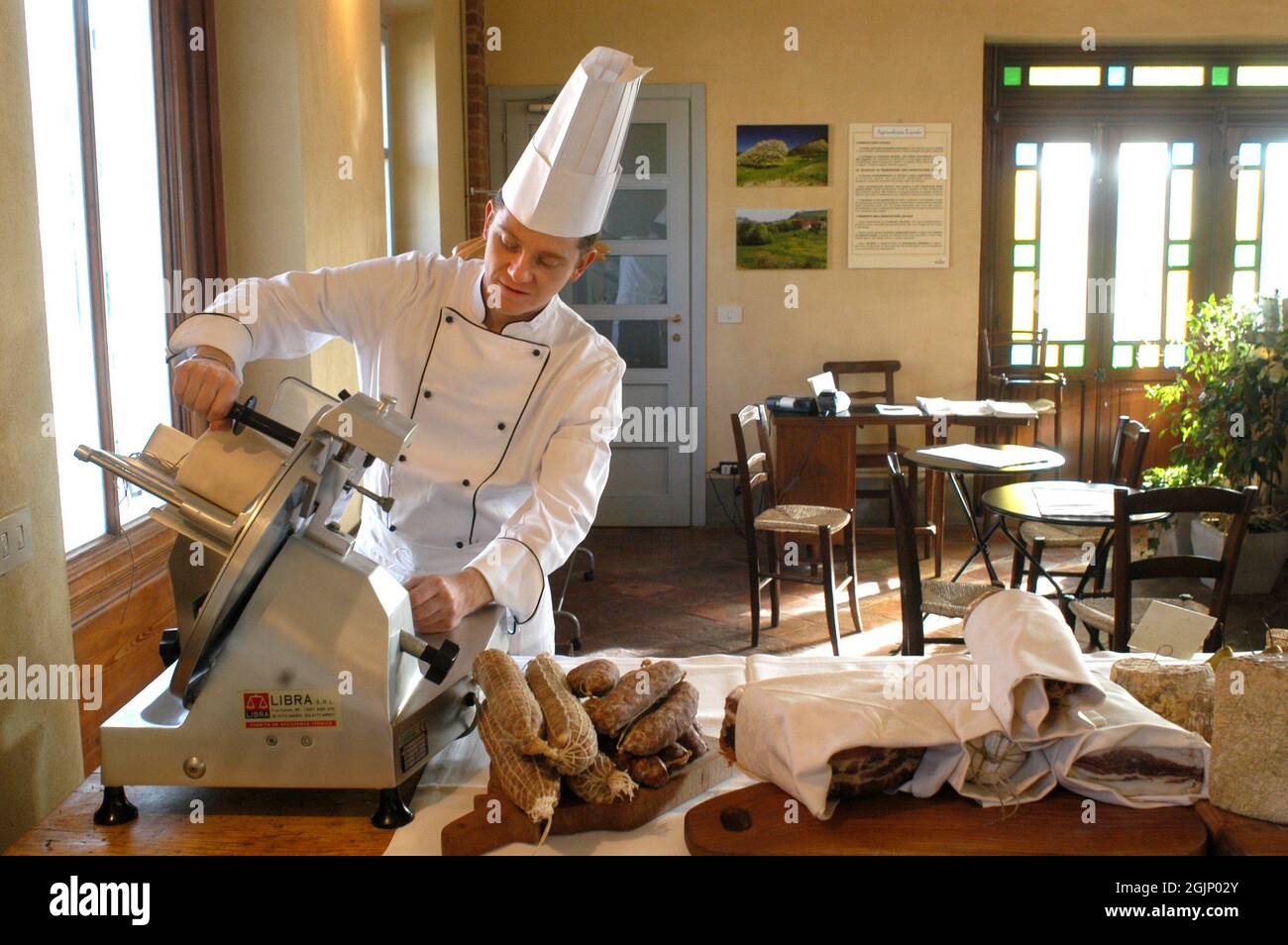 Magliano Alfieri (Cuneo, Piedmont, Italy), The restaurant of holiday farm Cascina del Cornale Stock Photo