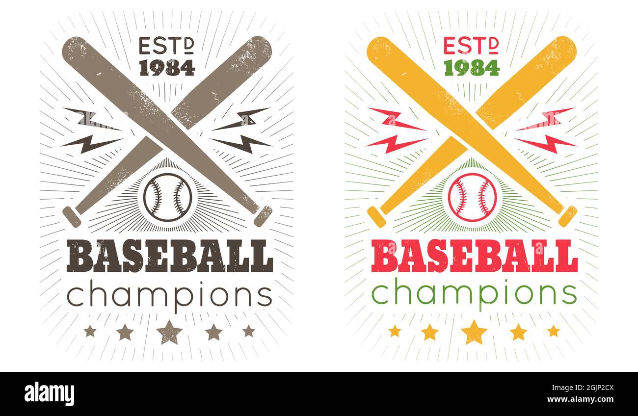 Vector sport logo for baseball with bats and ball. Vintage vector emblem for baseball. Stock Vector
