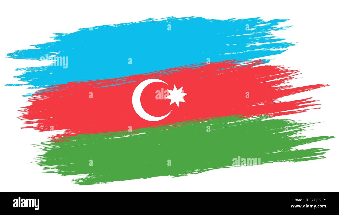 Vector vintage Azerbaijan flag. Drawing flag of Azerbaijan in grunge style. Stock Vector