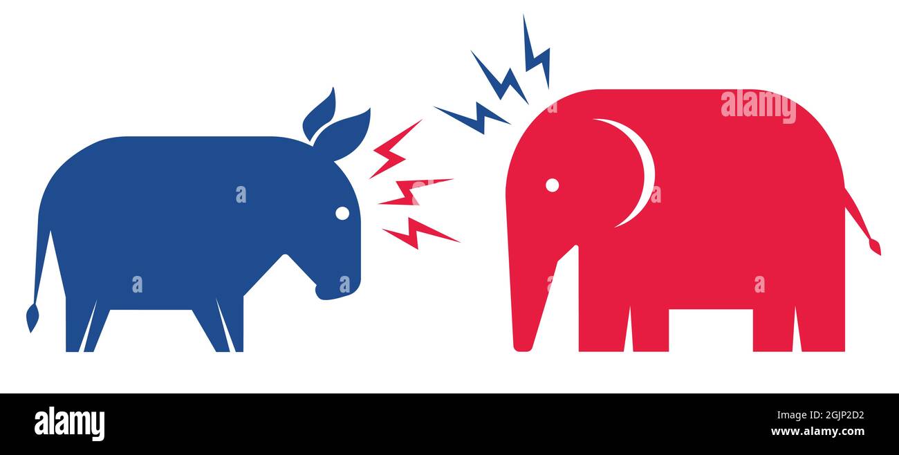 Vector vintage banner for 2020 presidential election in USA. Vector illustration of donkey and elephant. Vote 2020. Stock Vector