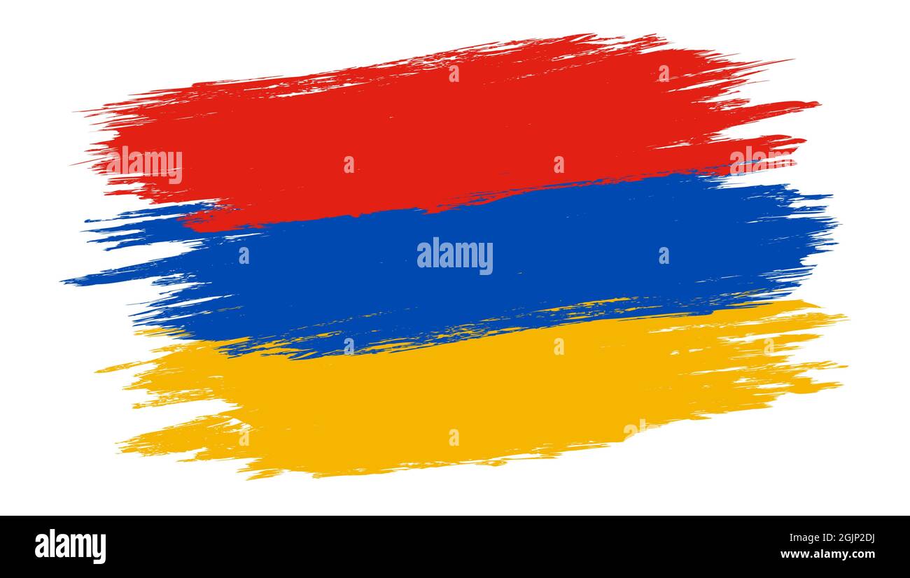 Vector vintage Armenia flag. Drawing flag of Armenia in grunge style. Stock Vector
