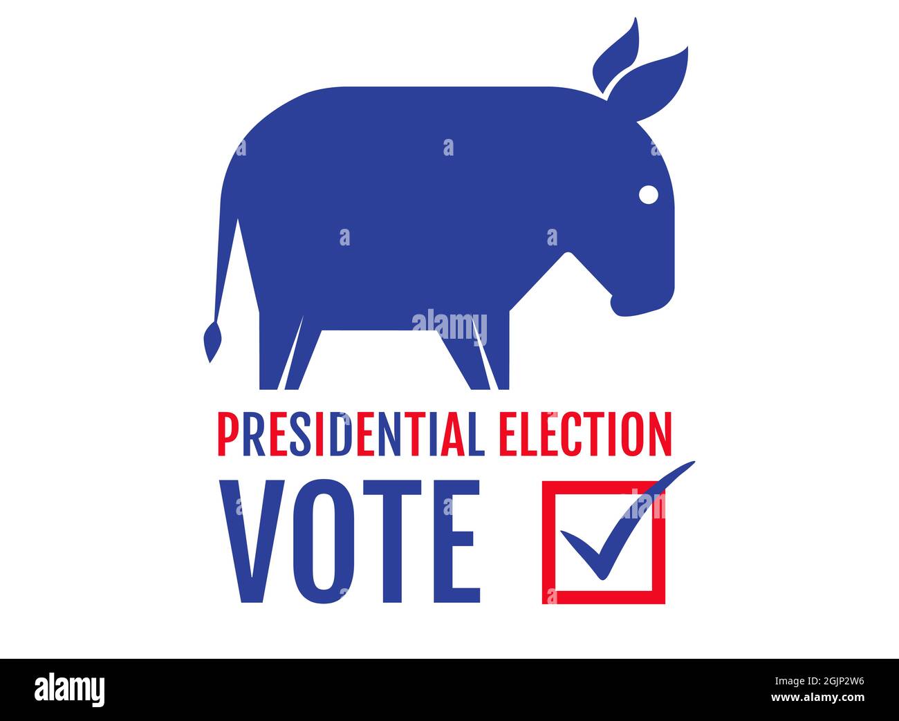 Vector vintage banner for 2024 presidential election in USA. Vector illustration of donkey from democratic party. Vote 2024. Stock Vector