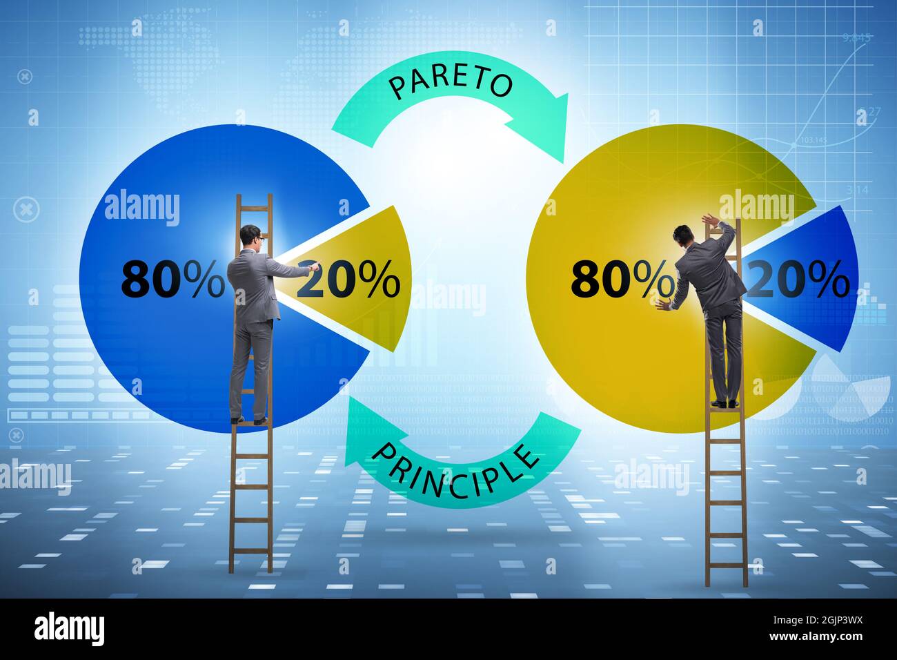 Businessman in the pareto rule illustration Stock Photo - Alamy - Pareto Rule In Resume Building