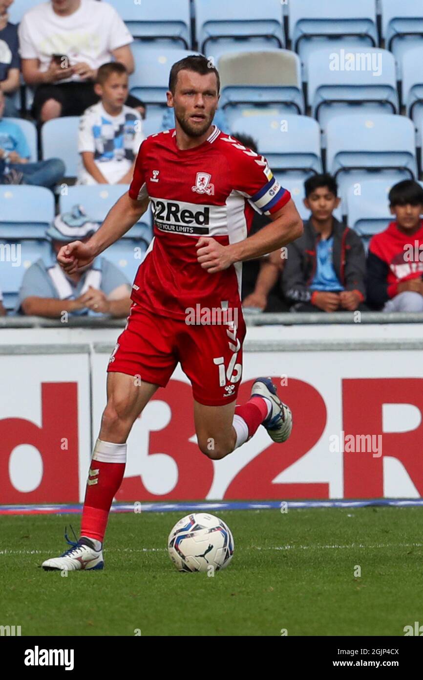 COVENTRY, UK SEPT 11TH Middlesbrough's captain Jonathan Howson during the second half of the Sky Bet Championship match between Coventry City and Middlesbrough at the Ricoh Arena, Coventry on Saturday 11th September 2021. (Credit: John Cripps | MI News) Credit: MI News & Sport /Alamy Live News Stock Photo