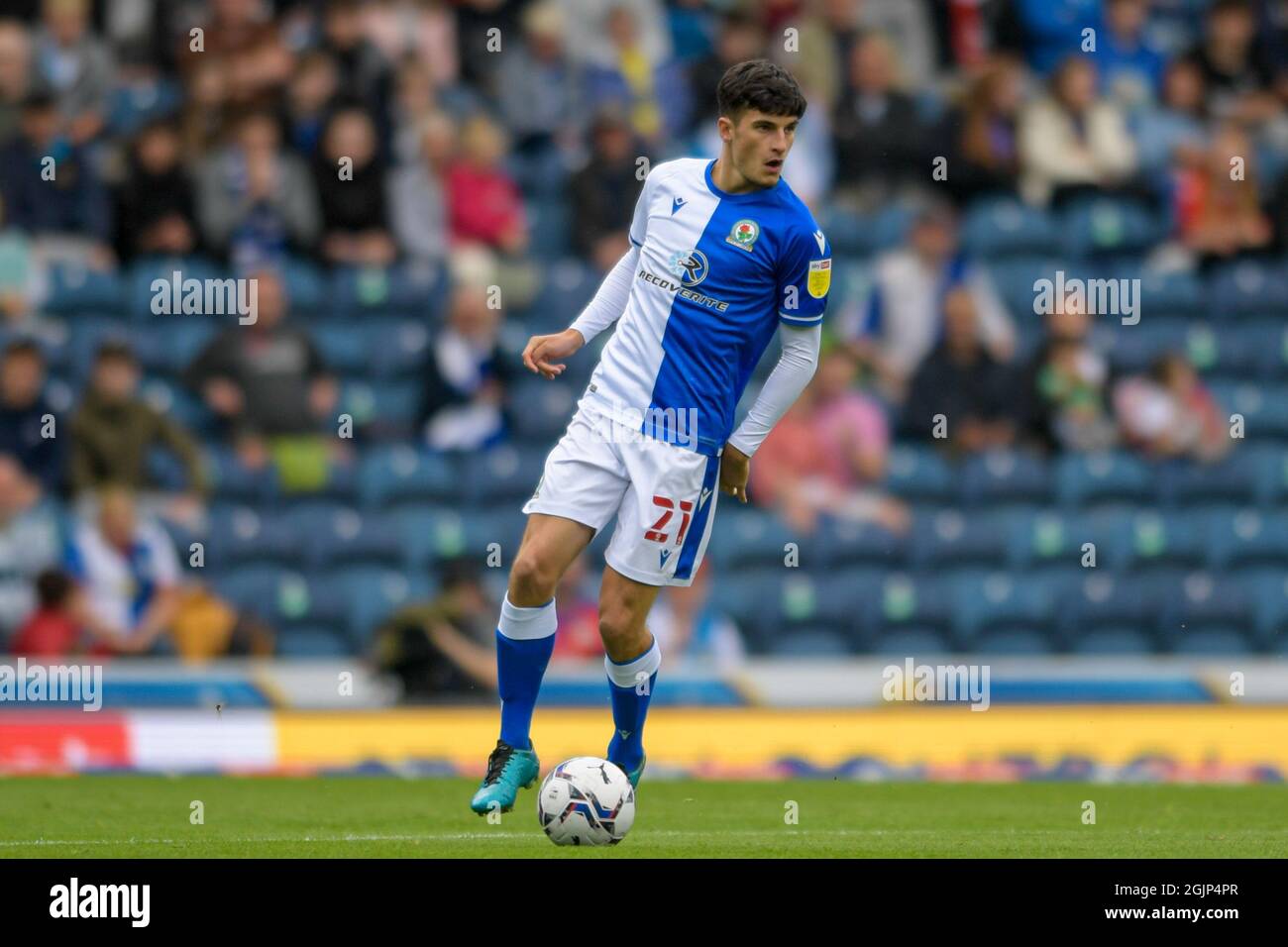 John Buckley #21 of Blackburn Rovers Under pressure fromAndy Rinomhota #35  of Cardiff City during the Sky Bet Championship match Cardiff City vs  Blackburn Rovers at Cardiff City Stadium, Cardiff, United Kingdom