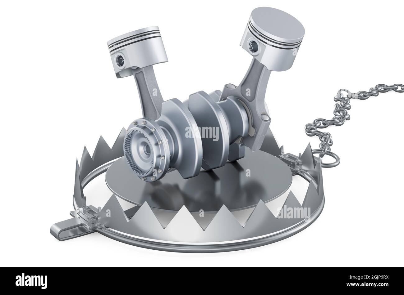 Bear Trap with engine pistons, 3D rendering isolated on white ...
