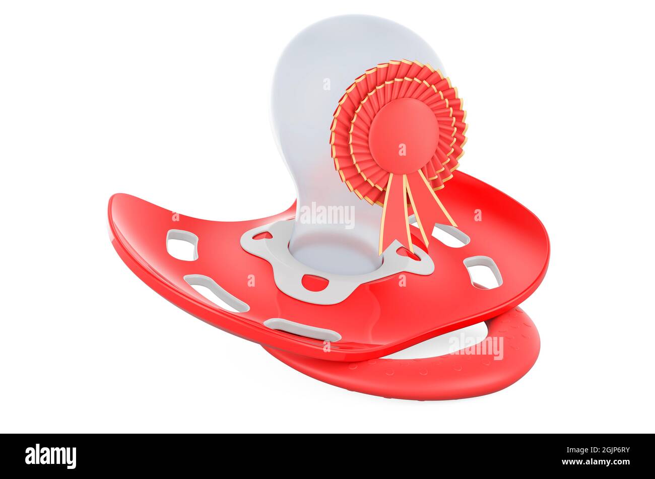 Baby pacifier with best choice badge, 3D rendering isolated on white ...