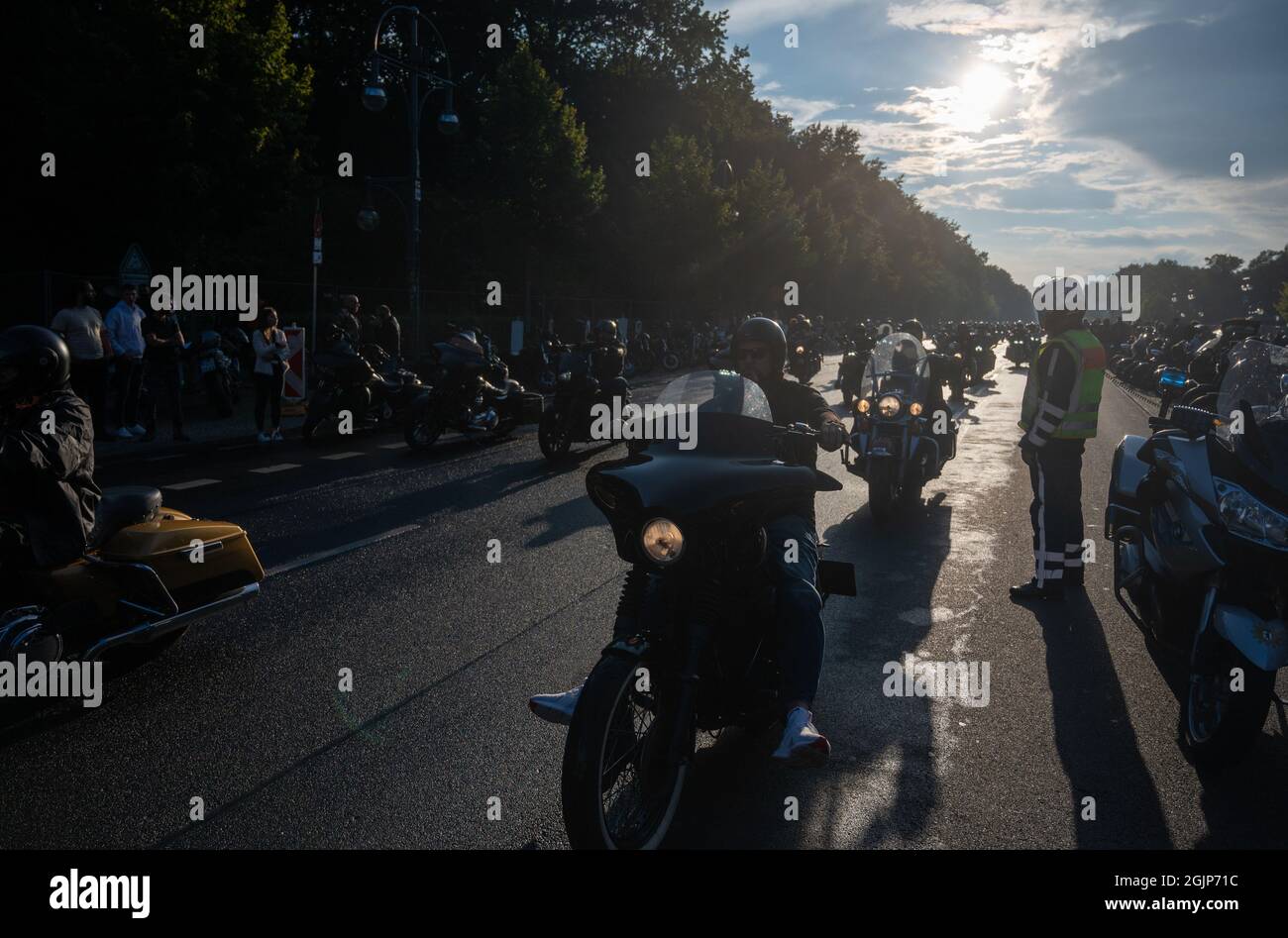 Berlin Germany 11th Sep 21 During A Motorcycle Parade Participants Ride Motorcycles On The Strasse Des 17 According To Police More Than 00 Rockers And Other Motorcyclists Paraded Through Berlin On Saturday