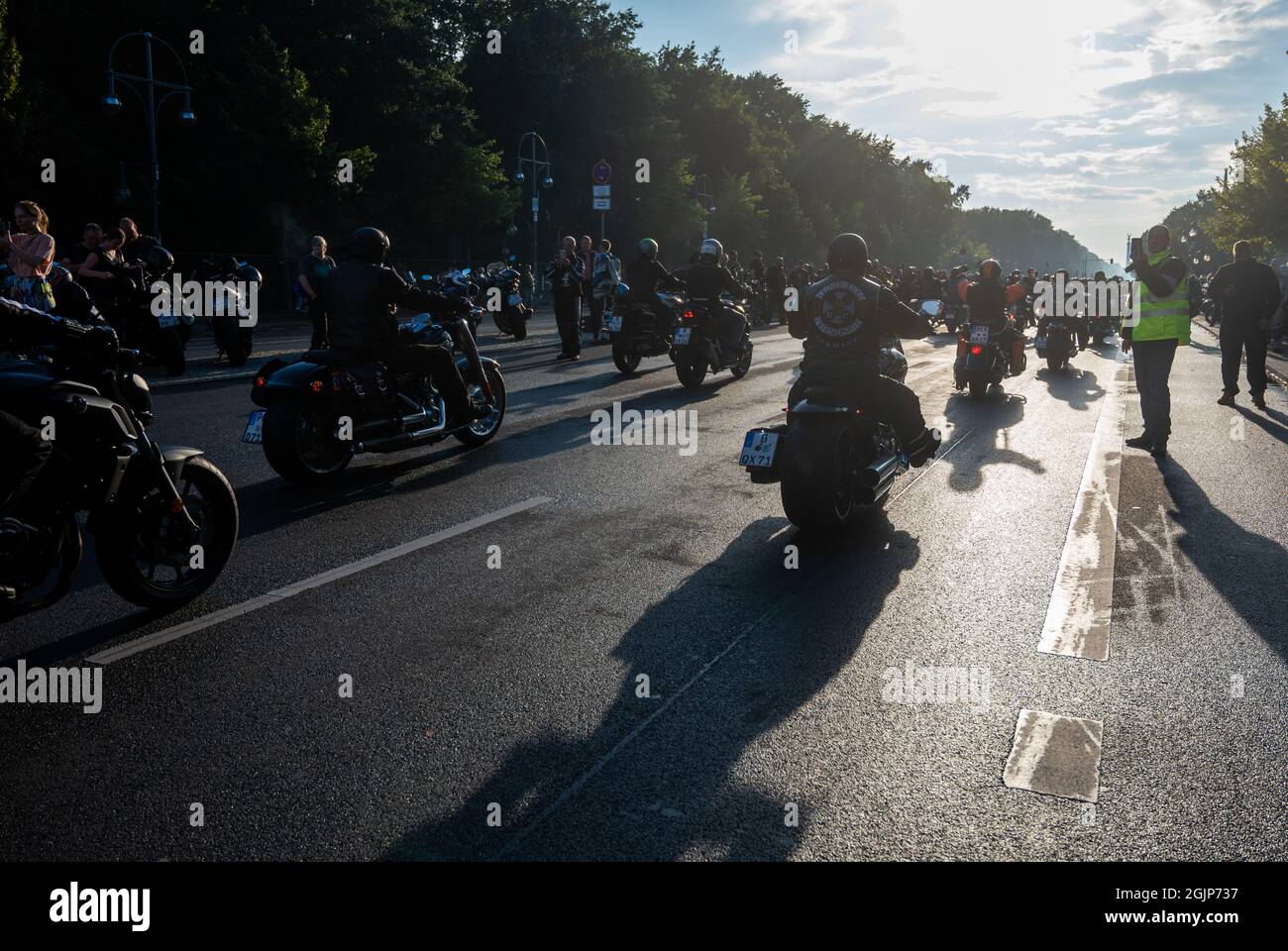 Berlin Germany 11th Sep 21 During A Motorcycle Parade Participants Ride Motorcycles On The Strasse Des 17 According To Police More Than 00 Rockers And Other Motorcyclists Paraded Through Berlin On Saturday