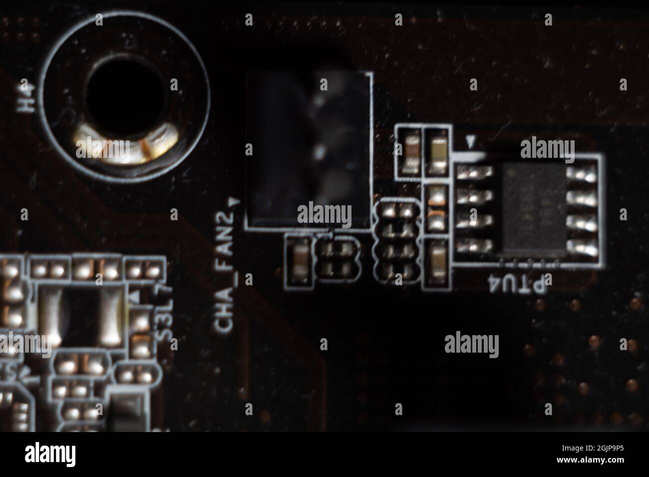 Details of a main printed circuit board or a motherboard Stock Photo
