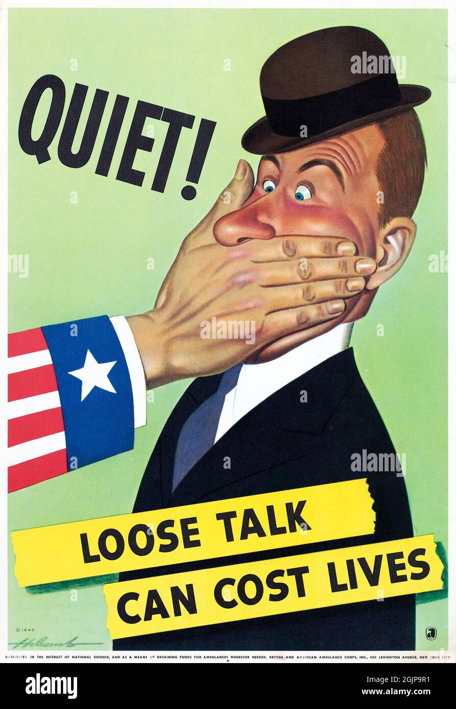 'Loose Talk Can Costs Lives' WWII poster, 1942 Stock Photo